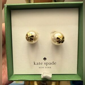 Kate Spade New York Faux Pearls on Pearls Stud Earrings w/Gold Flower Accents